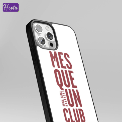 قاب گوشی طرح شعار بارسلونا Mes Que Un Club با زمینه سفید کد C038-3