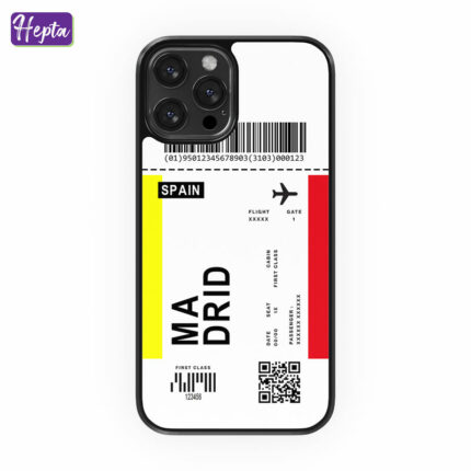 قاب موبایل طرح بلیط پرواز به مادرید کد C688